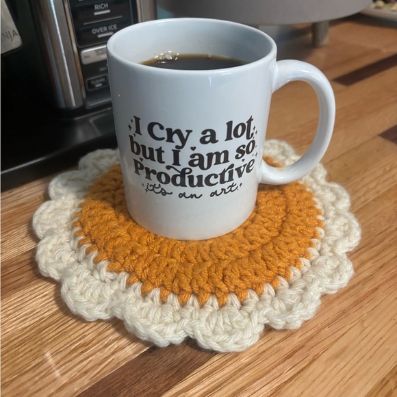 Handmade Crochet Pumpkin Pie Coaster - Picture 1 of 3
